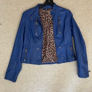 Blue leather jacket size small